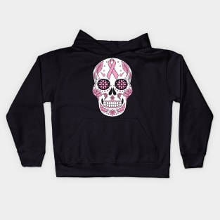 Breast Cancer Awareness Skull Pink Ribbon Kids Hoodie